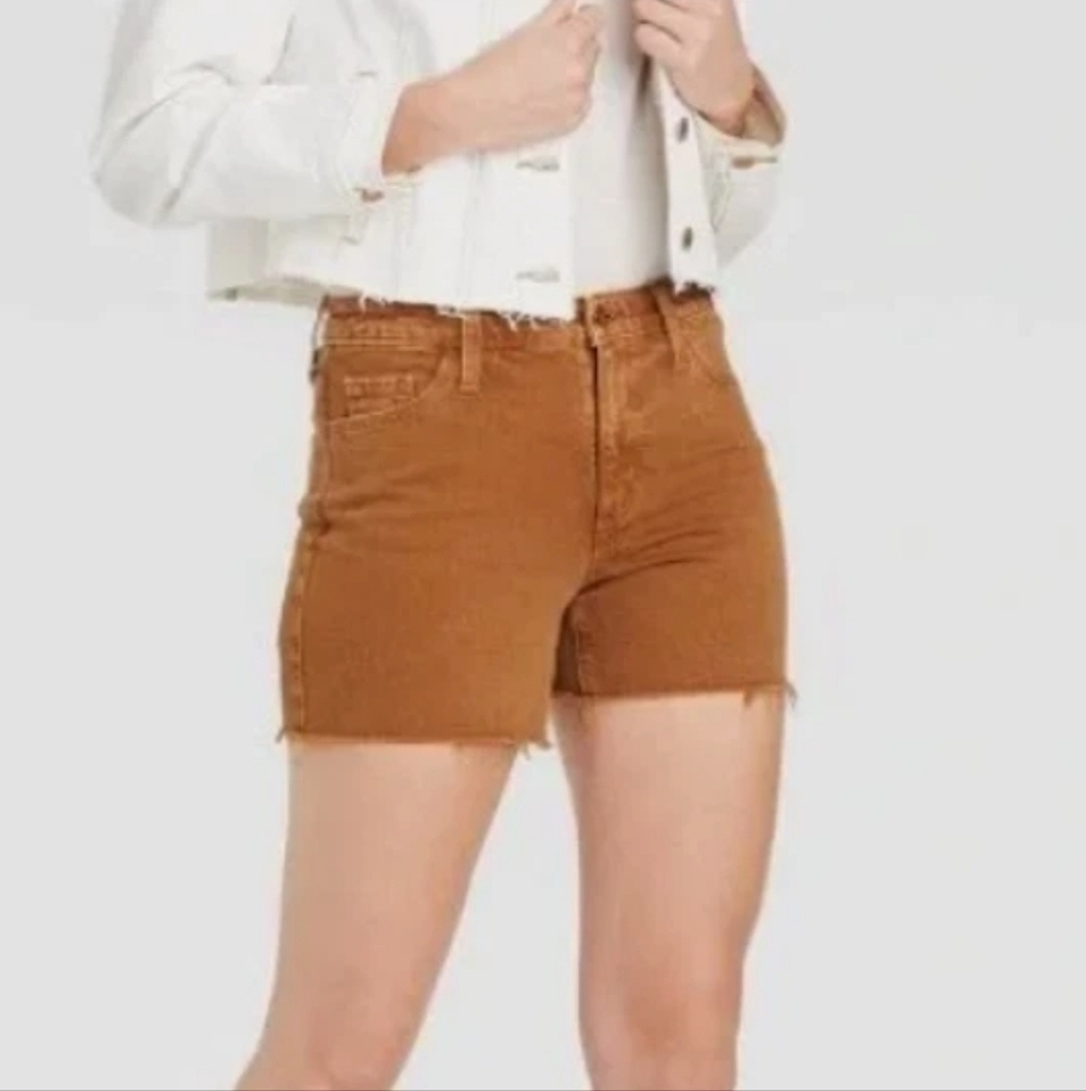 Universal Thread Vintage Midi Caramel Brown Raw Hem Shorts